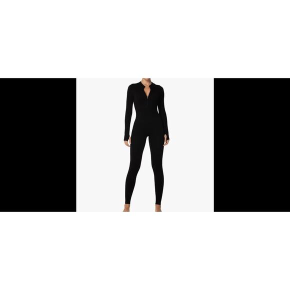 Long Sleeve Jumpsuits for Women Ribbed One Piece Casual Yoga Workout Zip Front S - Picture 1 of 6